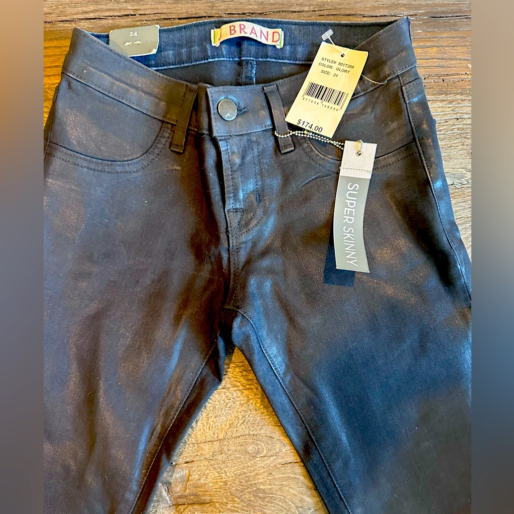 J Brand Super Skinny Black Coated Jeans